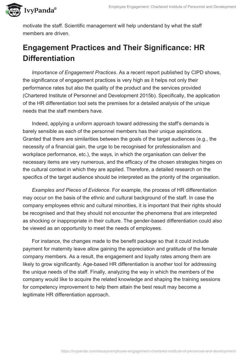 Employee Engagement: Chartered Institute of Personnel and Development. Page 4