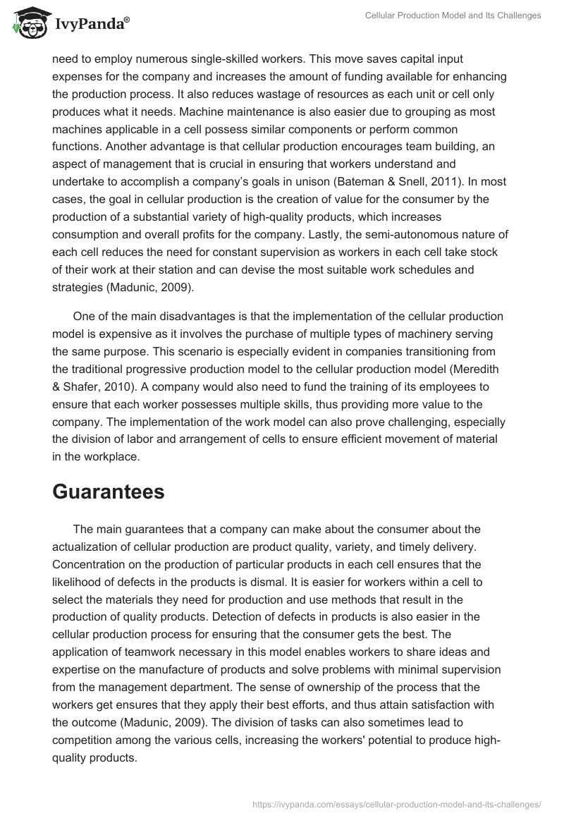 Cellular Production Model and Its Challenges. Page 2