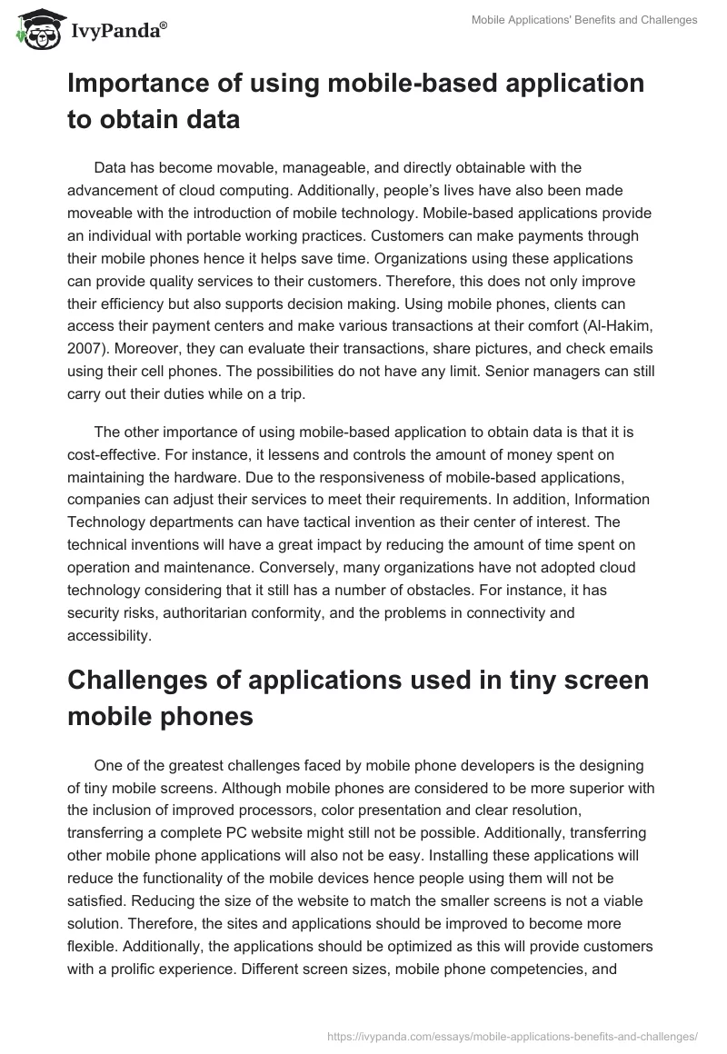 Mobile Applications' Benefits and Challenges. Page 2