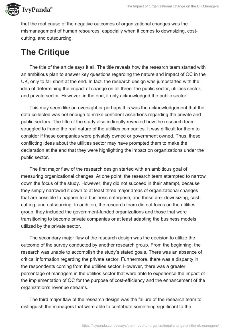 The Impact of Organizational Change on the UK Managers. Page 4