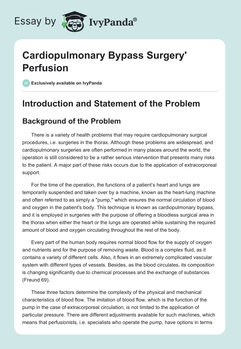 Cardiopulmonary Bypass Surgery' Perfusion. Page 1