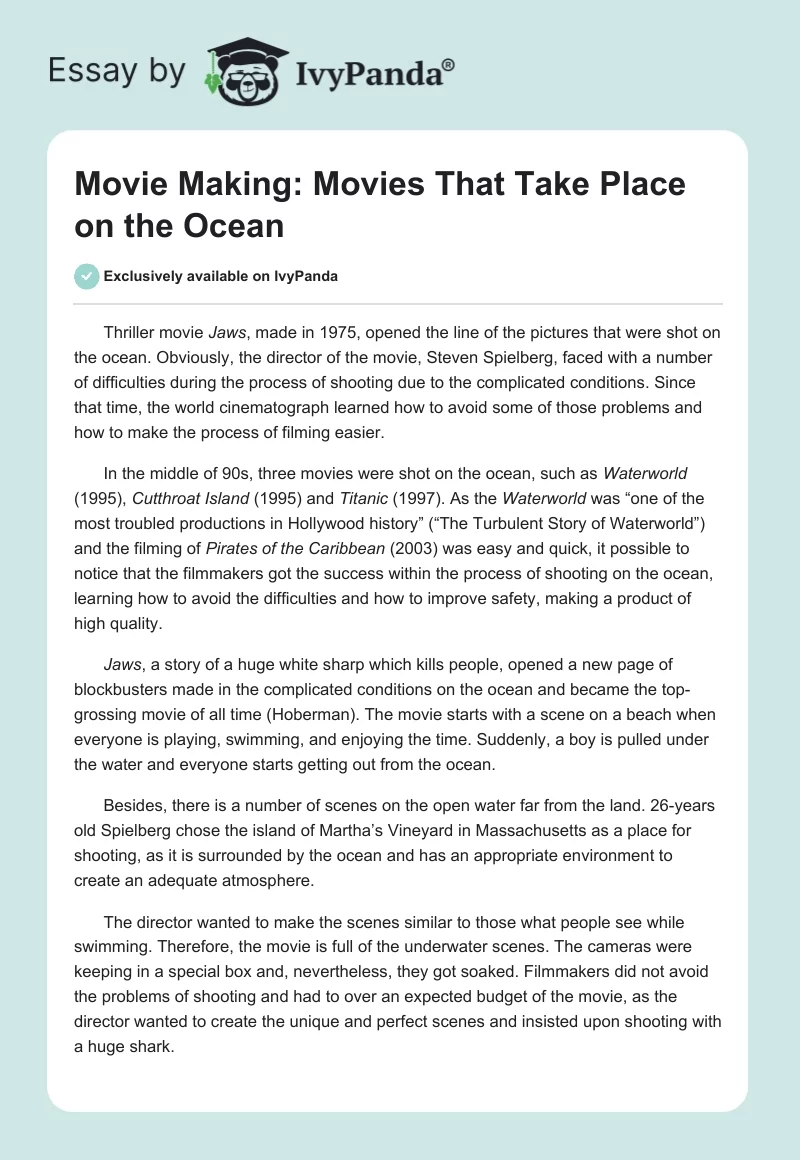 Movie Making: Movies That Take Place on the Ocean. Page 1