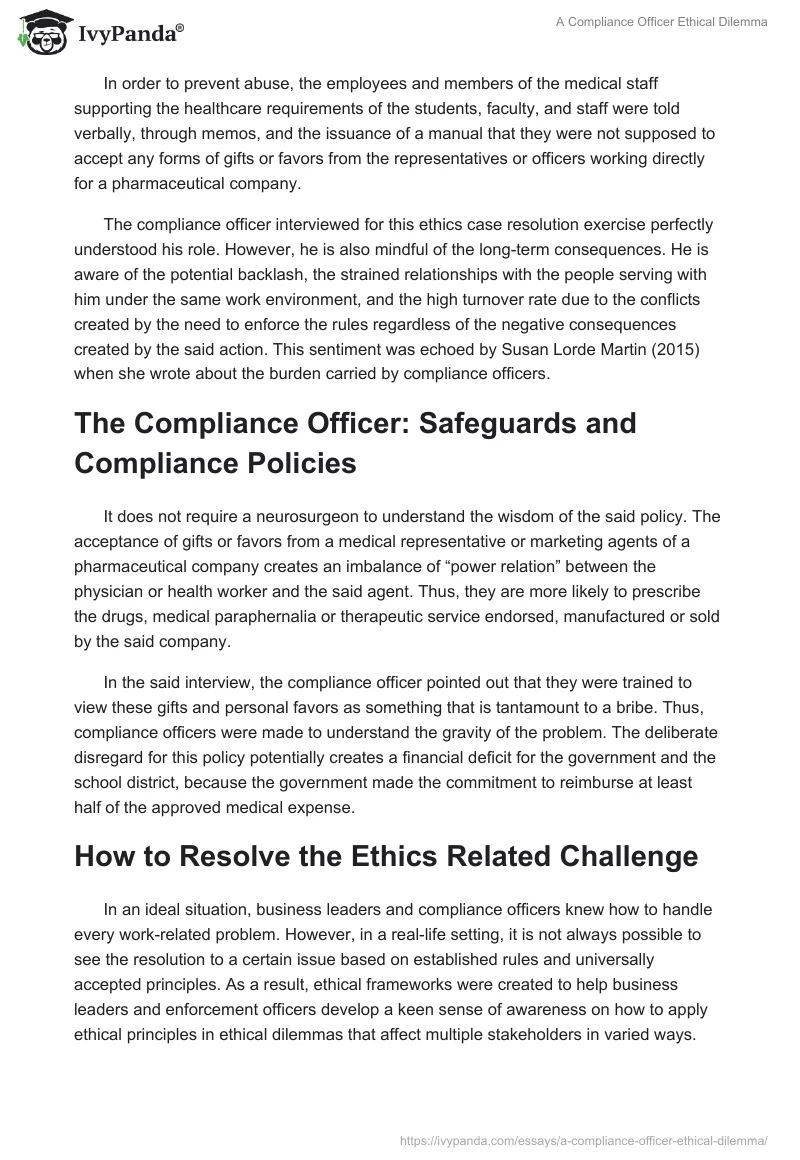 A Compliance Officer Ethical Dilemma. Page 2