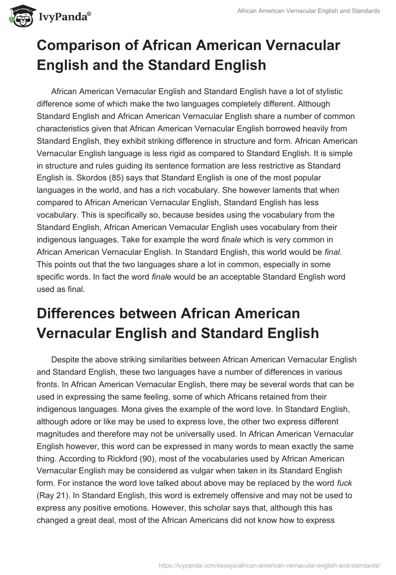 African American Vernacular English and Standards. Page 3