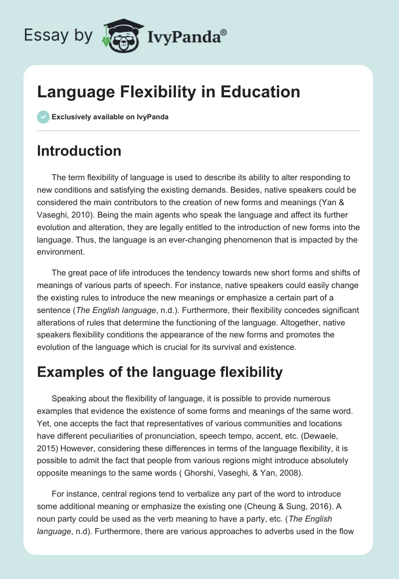 Language Flexibility in Education. Page 1