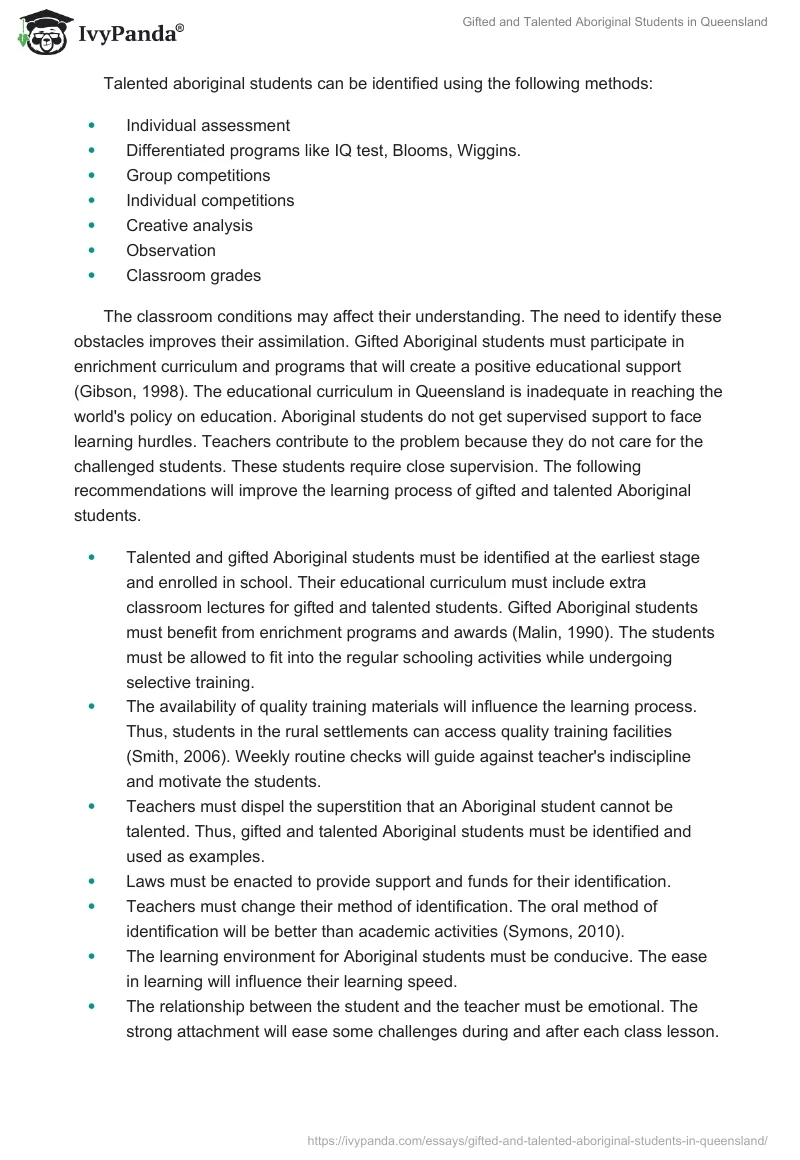 Gifted and Talented Aboriginal Students in Queensland. Page 2