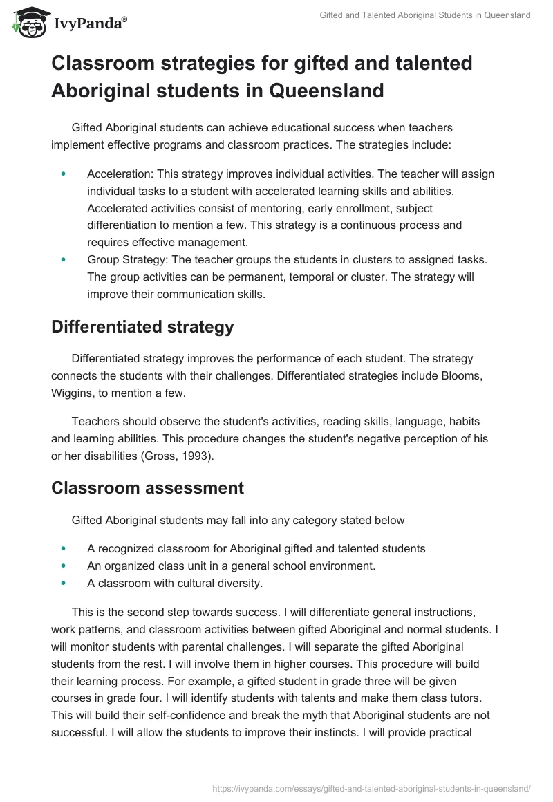Gifted and Talented Aboriginal Students in Queensland. Page 3