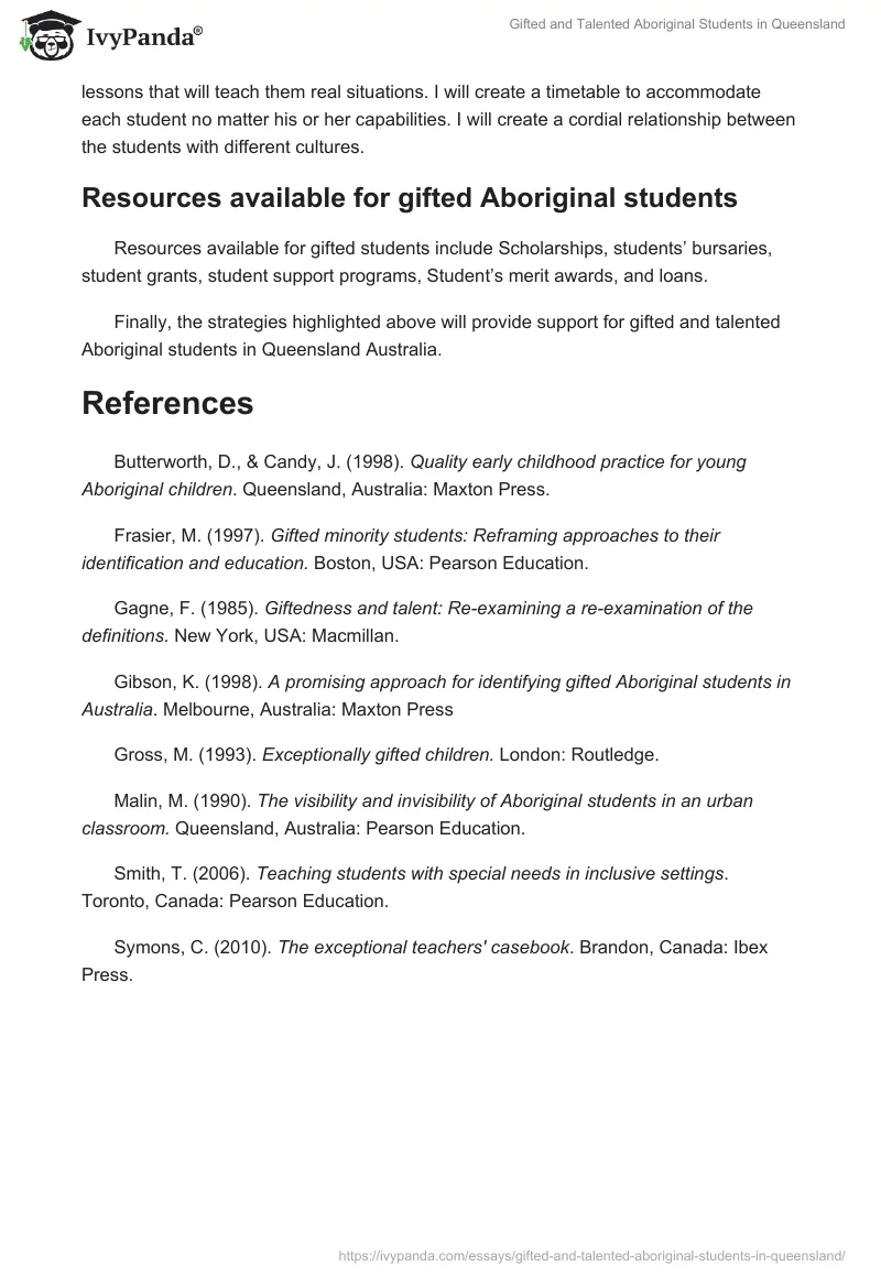 Gifted and Talented Aboriginal Students in Queensland. Page 4