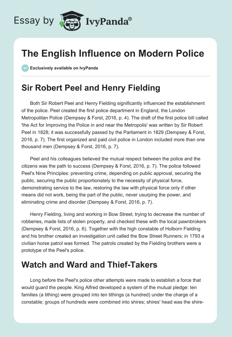 The English Influence on Modern Police. Page 1