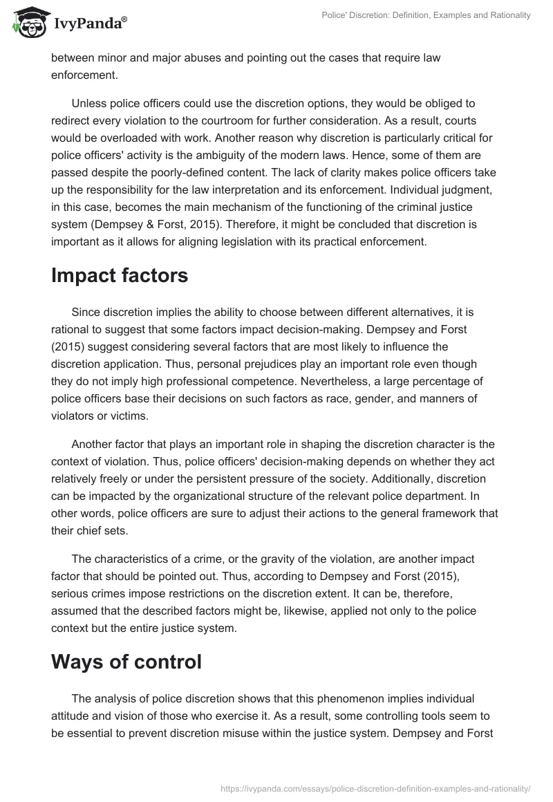 Police' Discretion: Definition, Examples and Rationality. Page 2