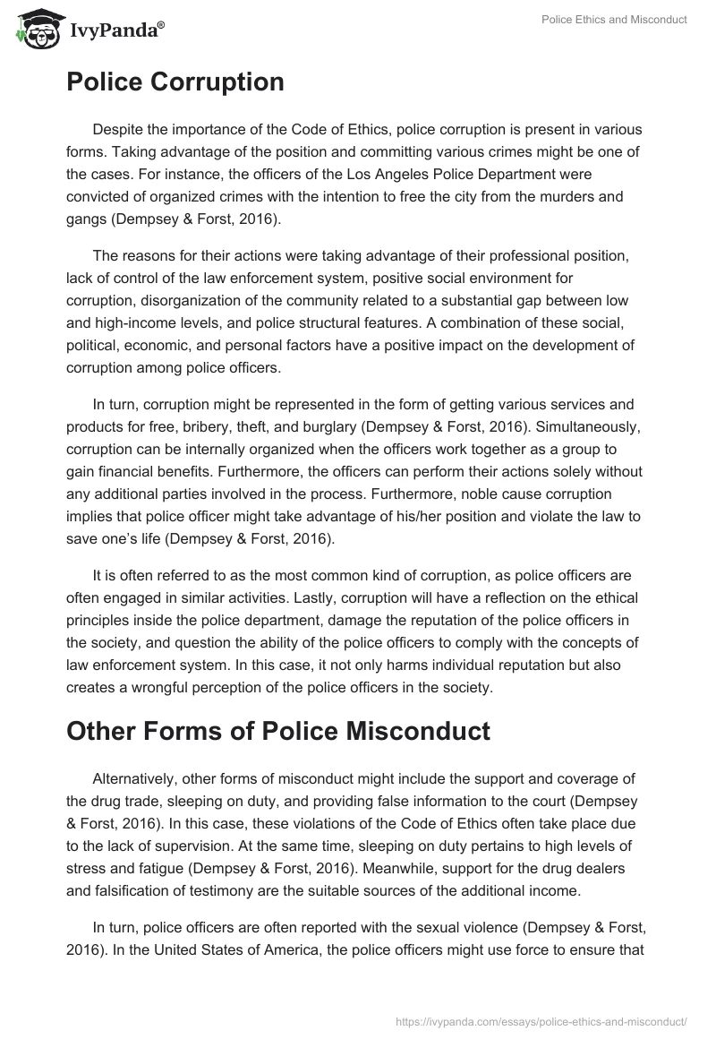 Police Ethics and Misconduct. Page 2
