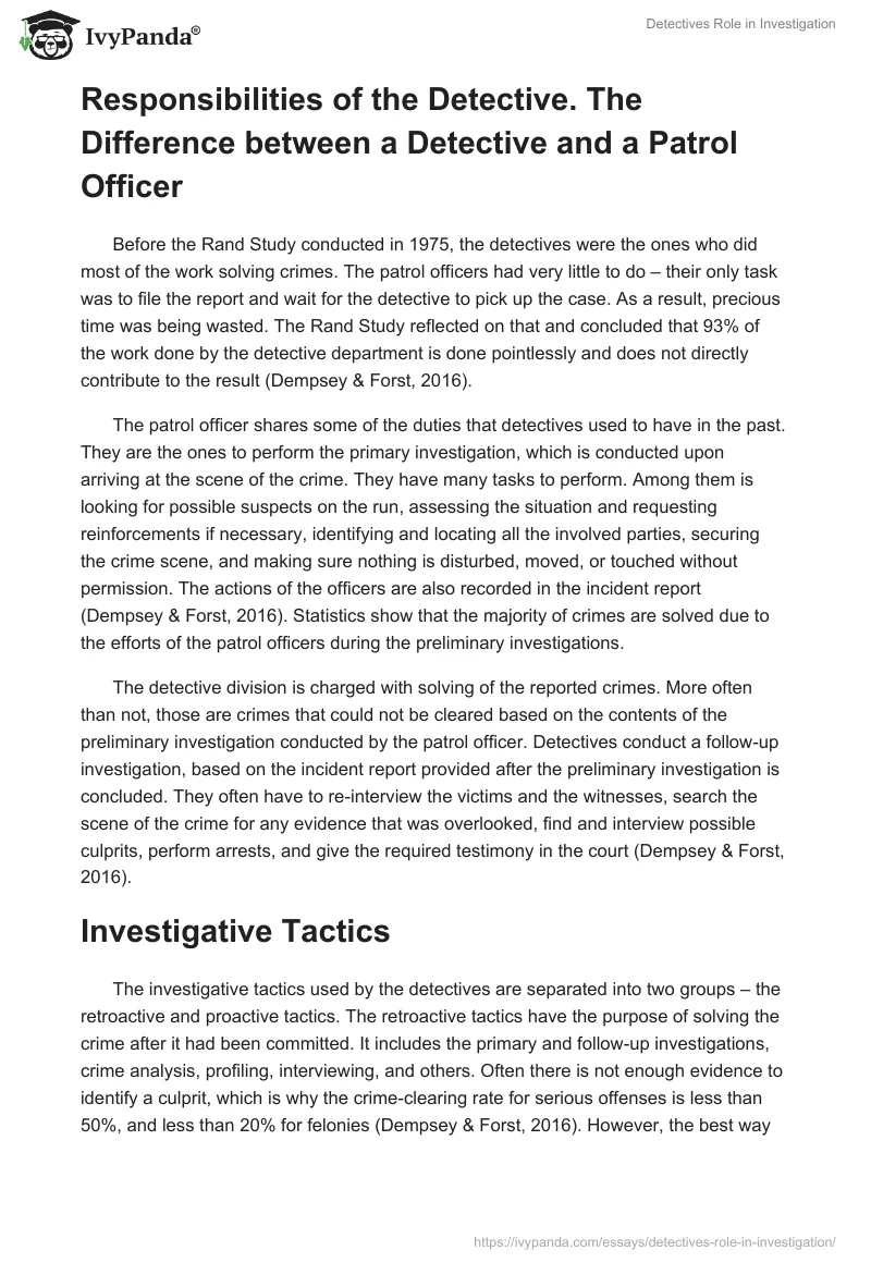 Detectives Role in Investigation. Page 2
