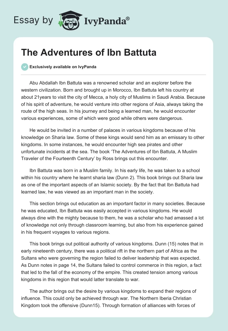 The Adventures of Ibn Battuta. Page 1