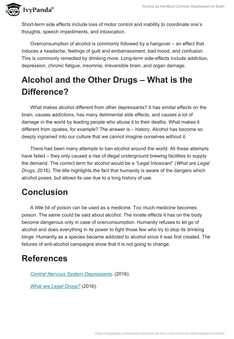 Alcohol as the Most Common Depressant on Earth. Page 2