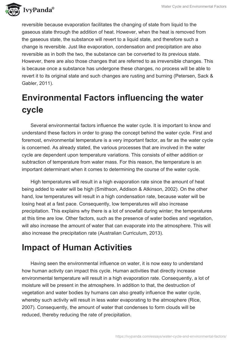 Water Cycle and Environmental Factors. Page 4