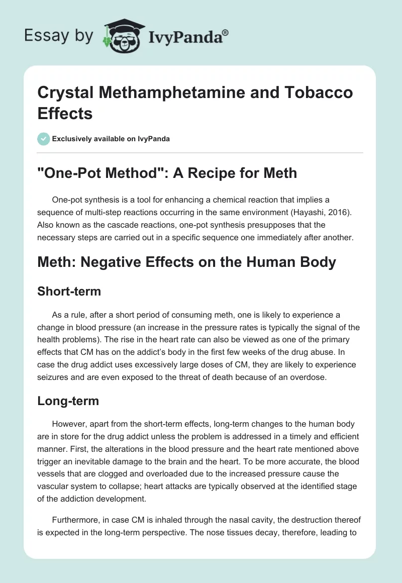Crystal Methamphetamine and Tobacco Effects. Page 1