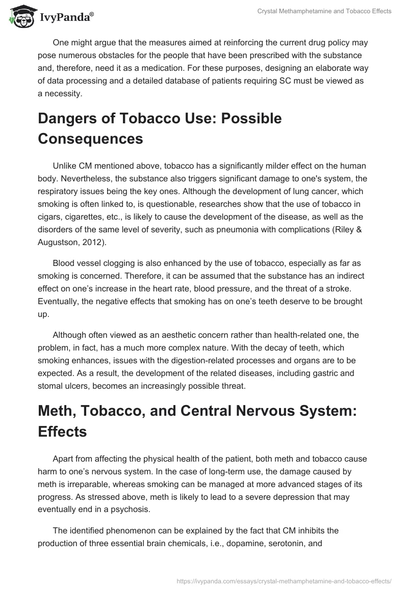 Crystal Methamphetamine and Tobacco Effects. Page 3
