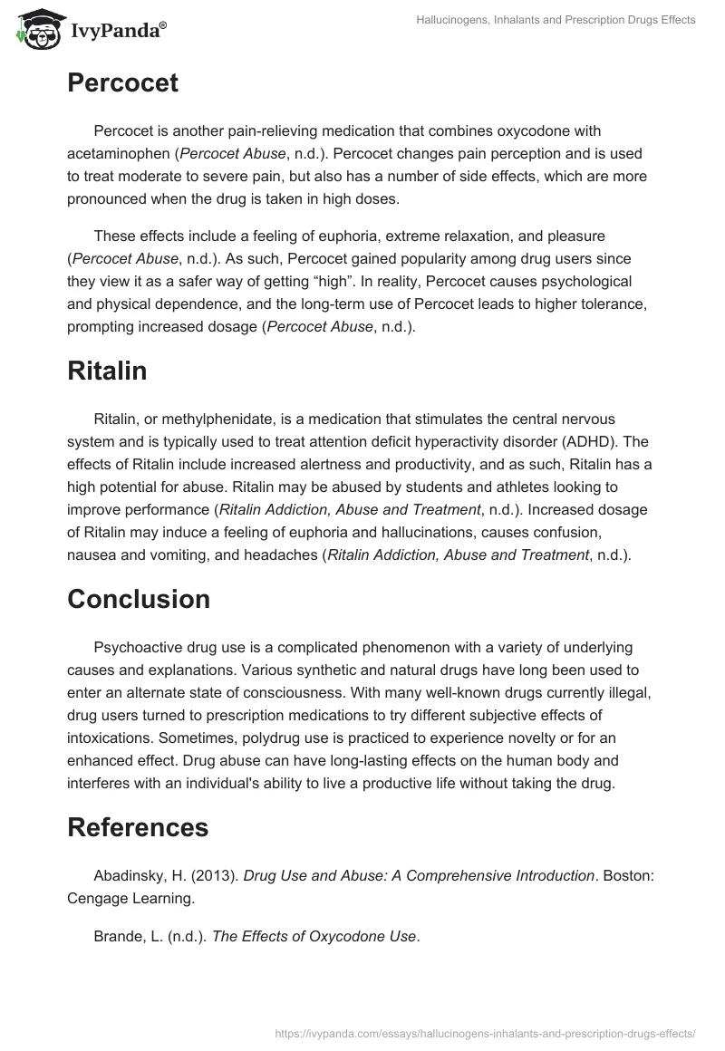 Hallucinogens, Inhalants and Prescription Drugs Effects. Page 3
