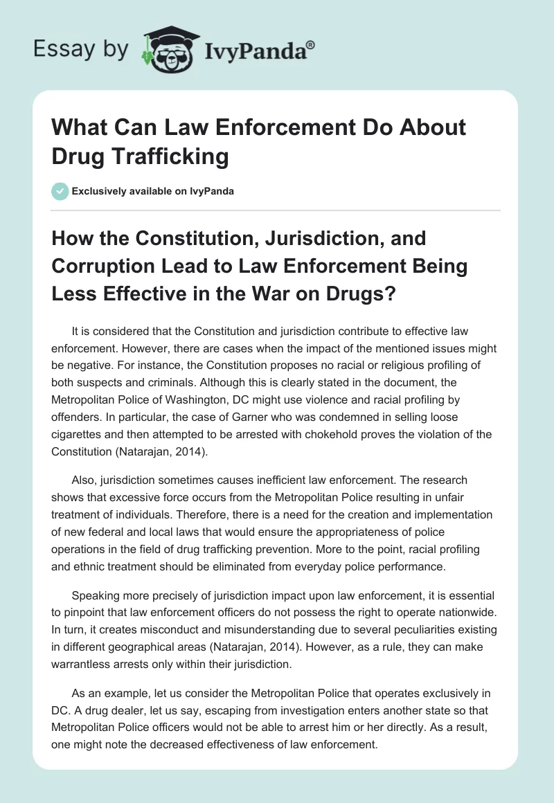 What Can Law Enforcement Do About Drug Trafficking. Page 1