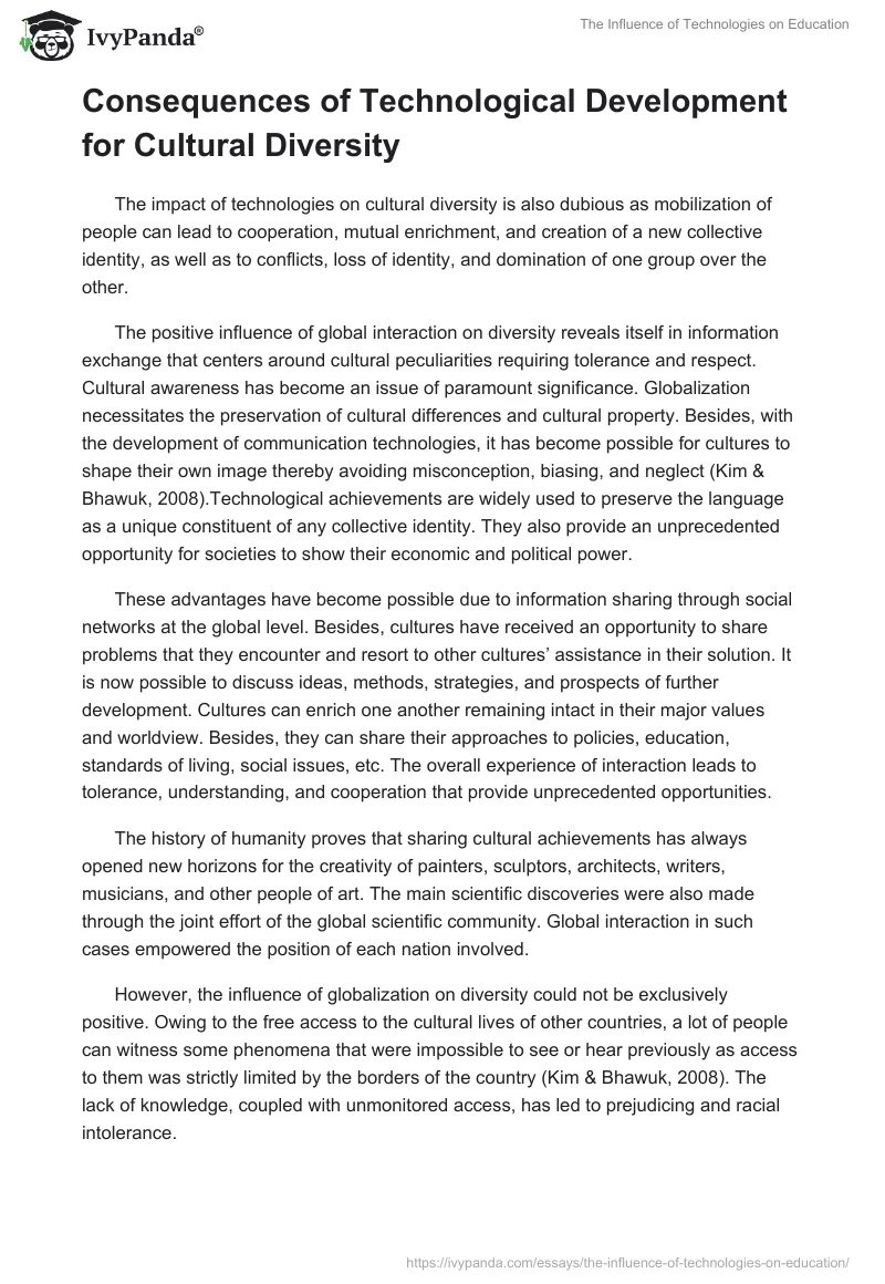 The Influence of Technologies on Education. Page 2