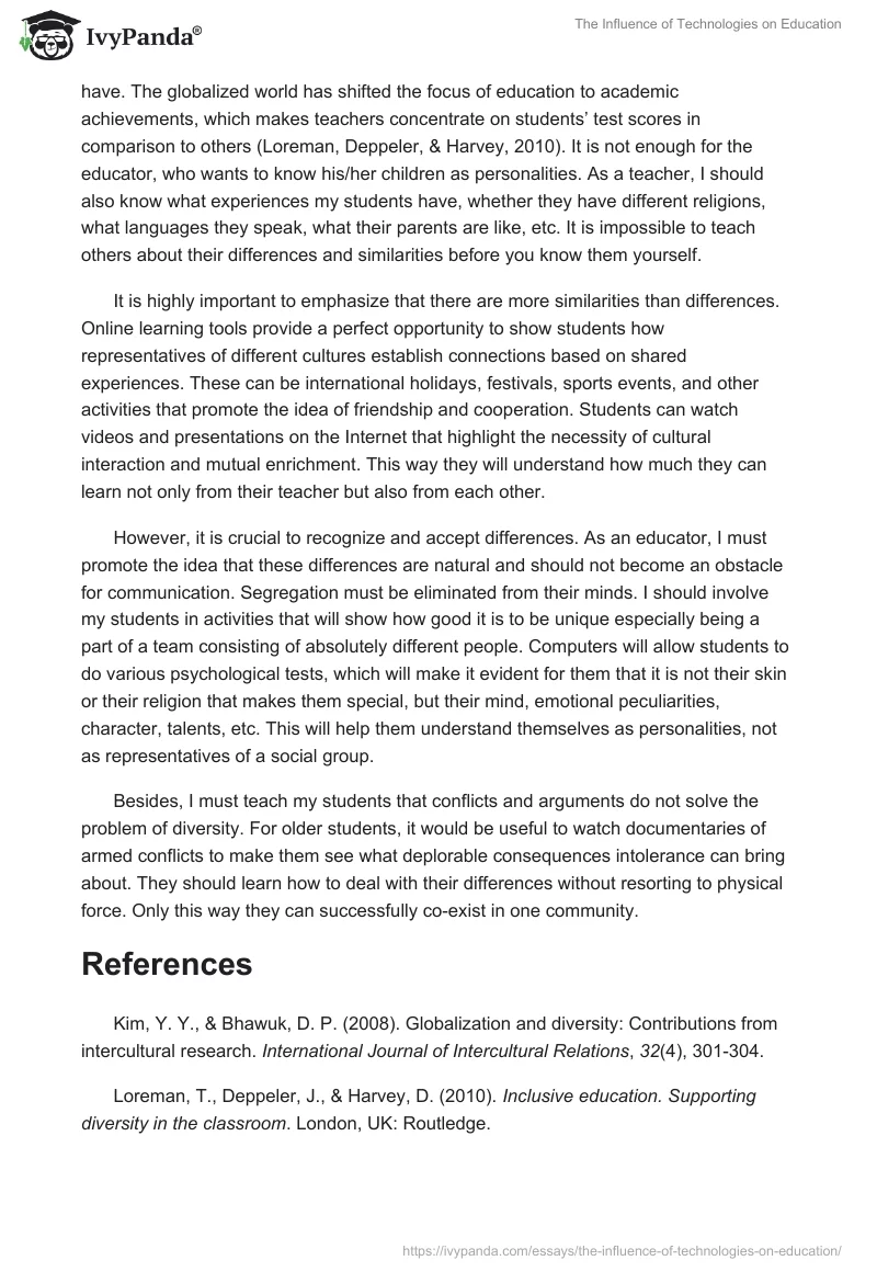 The Influence of Technologies on Education. Page 4
