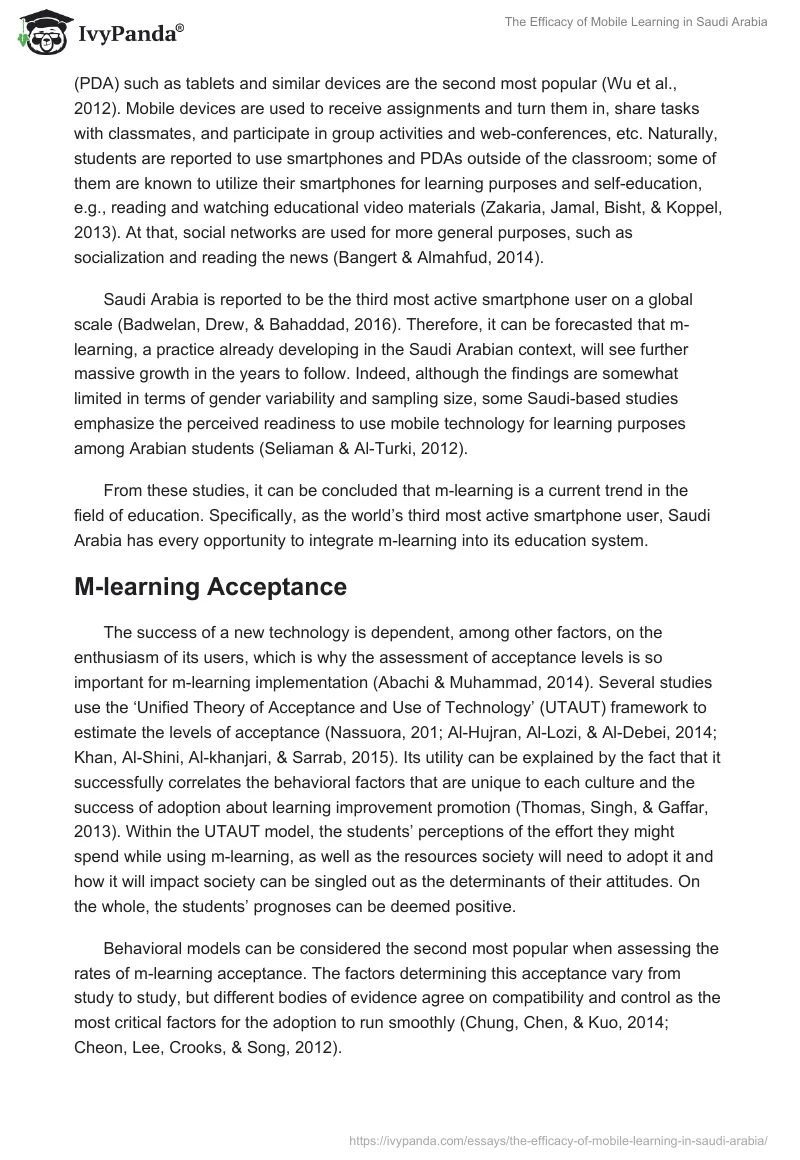 The Efficacy of Mobile Learning in Saudi Arabia. Page 3
