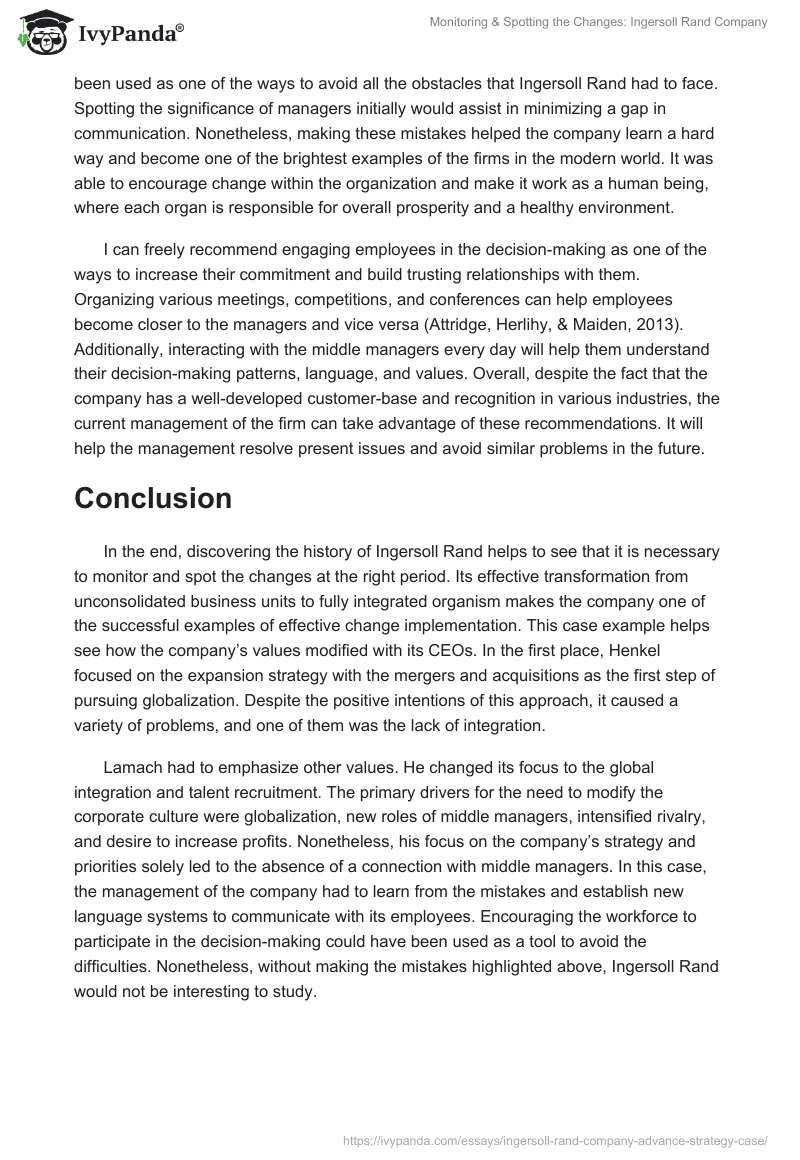 Monitoring & Spotting the Changes: Ingersoll Rand Company. Page 4
