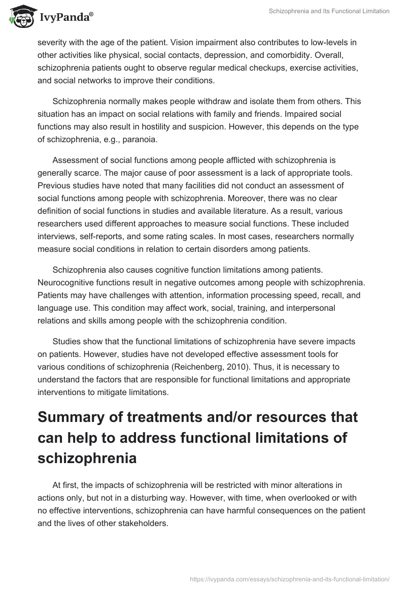 Schizophrenia and Its Functional Limitation. Page 2