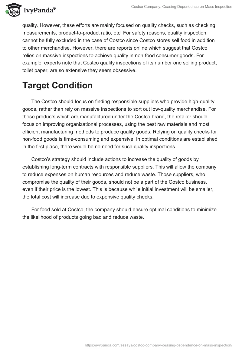 Costco Company: Ceasing Dependence on Mass Inspection. Page 2