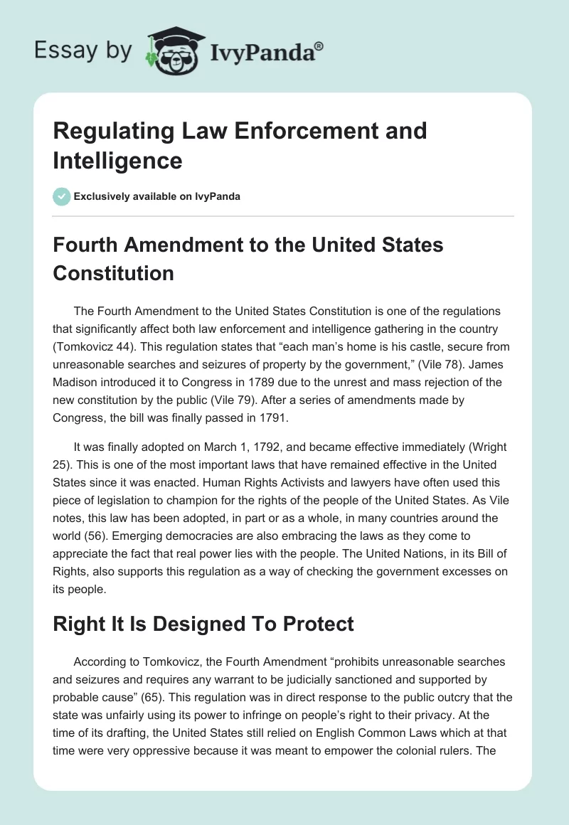 Regulating Law Enforcement and Intelligence. Page 1