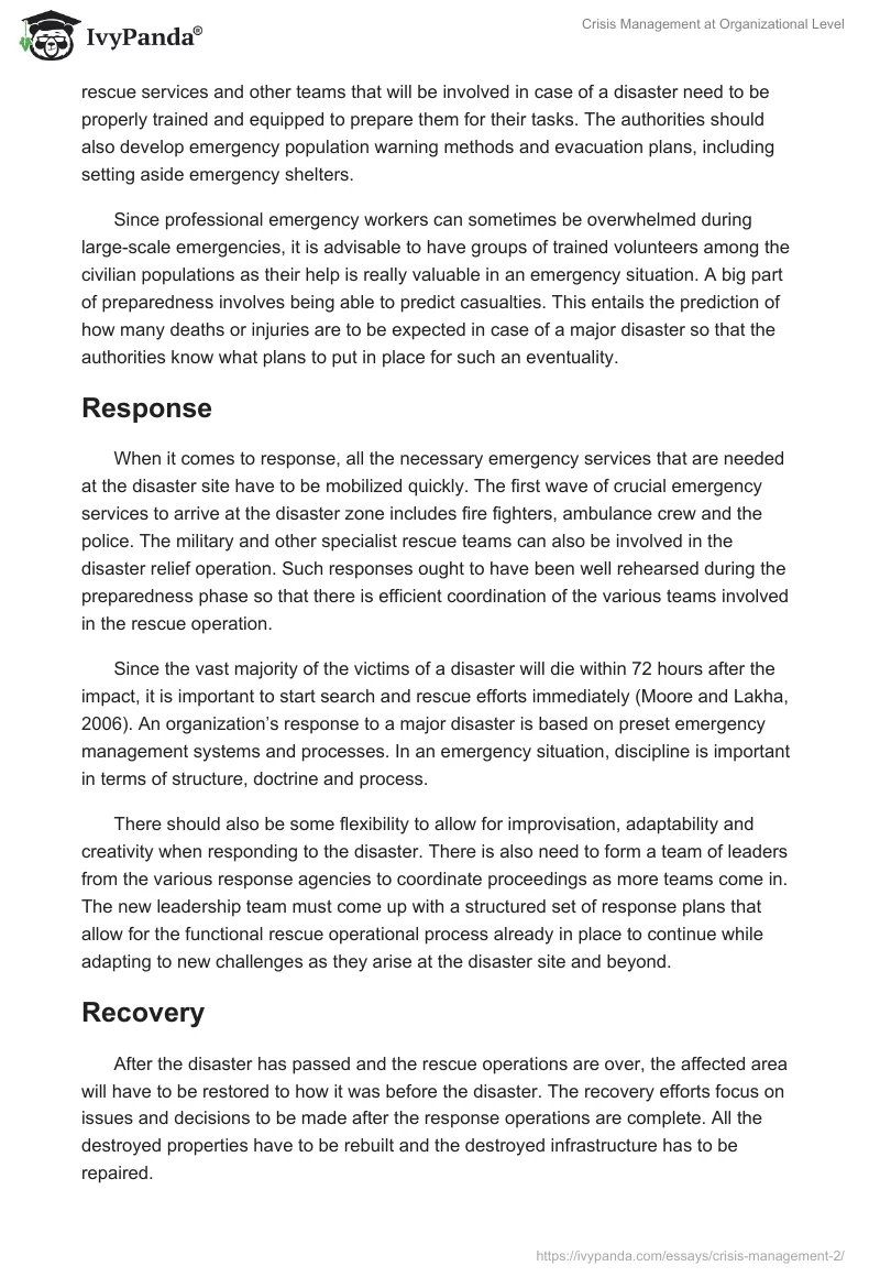 Crisis Management at Organizational Level. Page 4