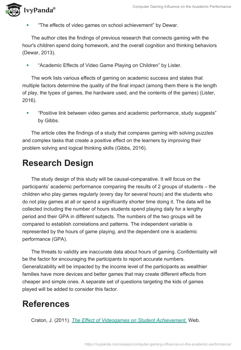 Computer Gaming Influence on the Academic Performance. Page 4