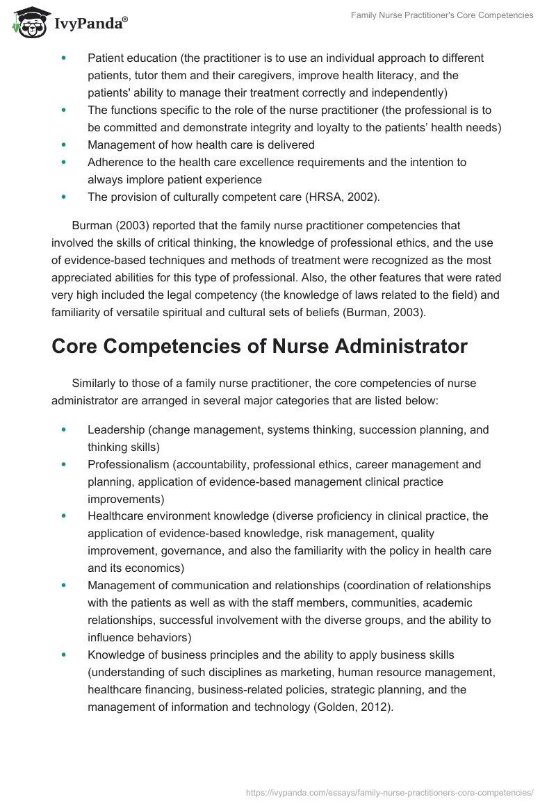Family Nurse Practitioner's Core Competencies. Page 2