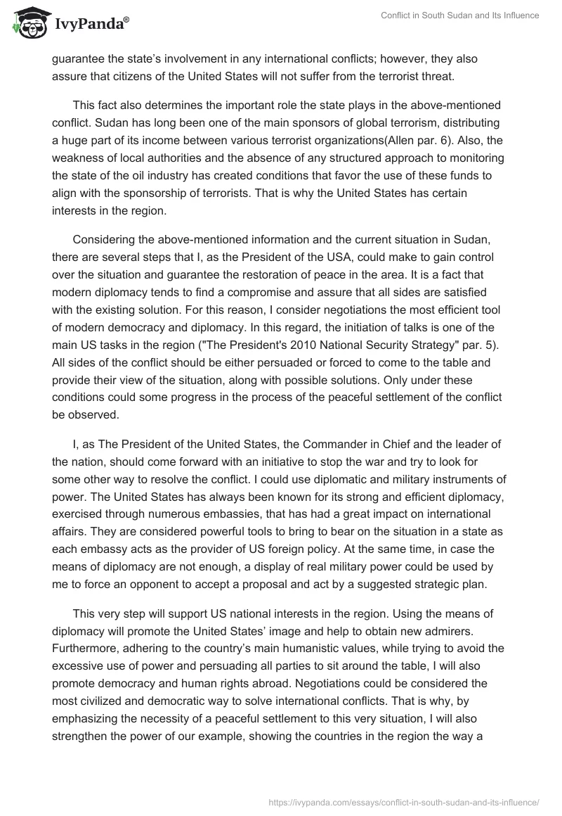Conflict in South Sudan and Its Influence. Page 2