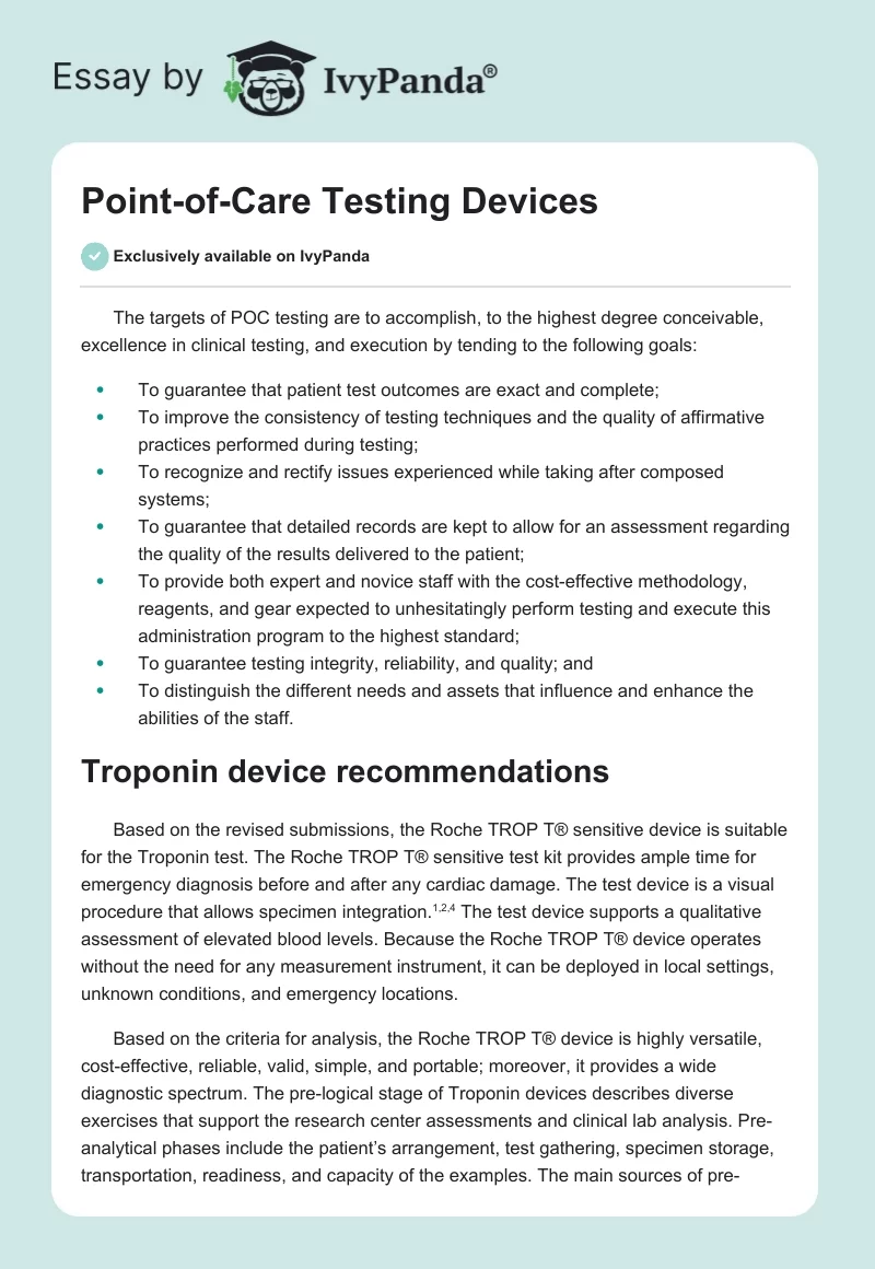 Point-of-Care Testing Devices. Page 1