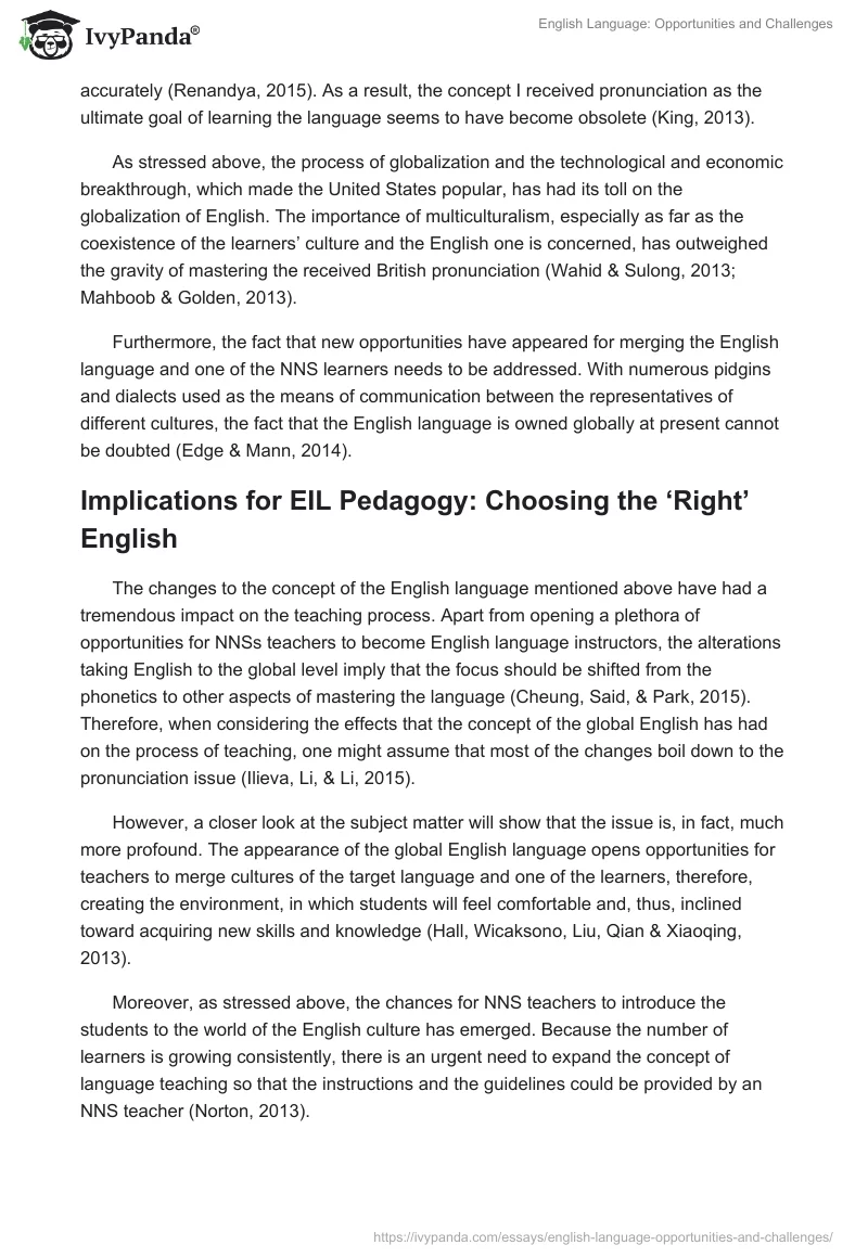 English Language: Opportunities and Challenges. Page 3