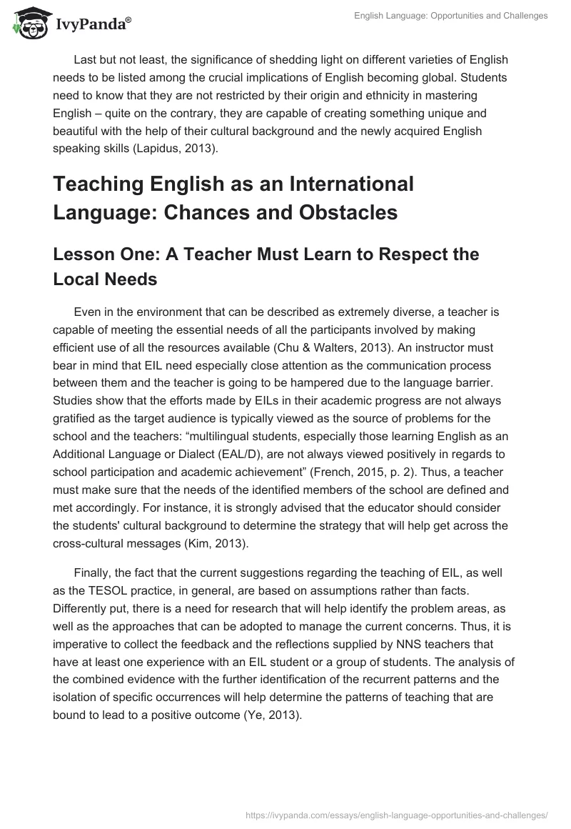 English Language: Opportunities and Challenges. Page 4