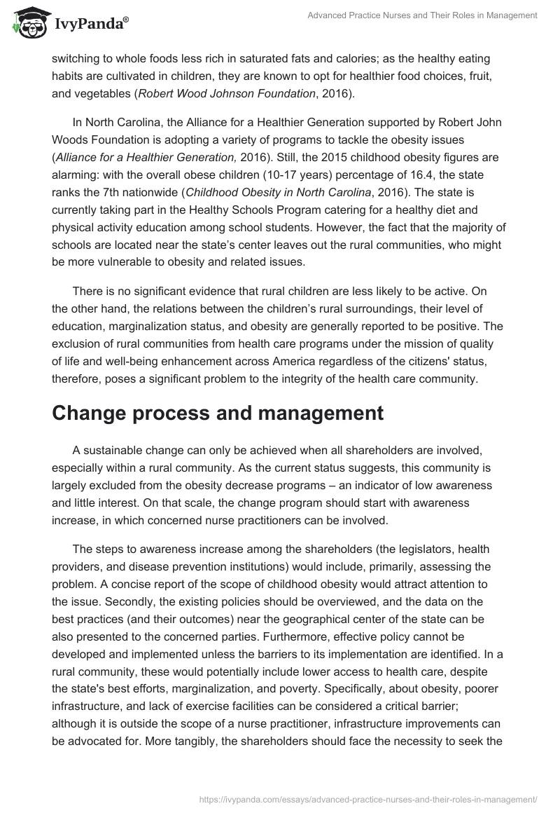 Advanced Practice Nurses and Their Roles in Management. Page 5