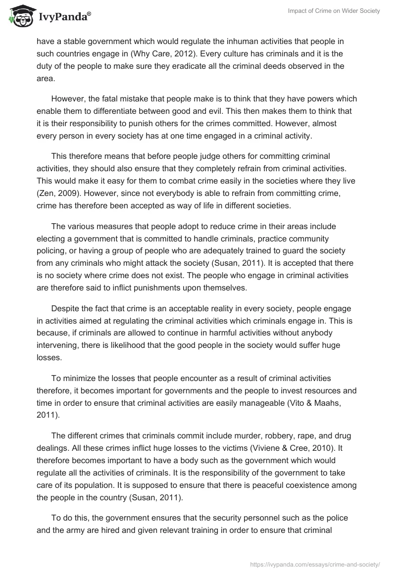 Impact of Crime on Wider Society. Page 2