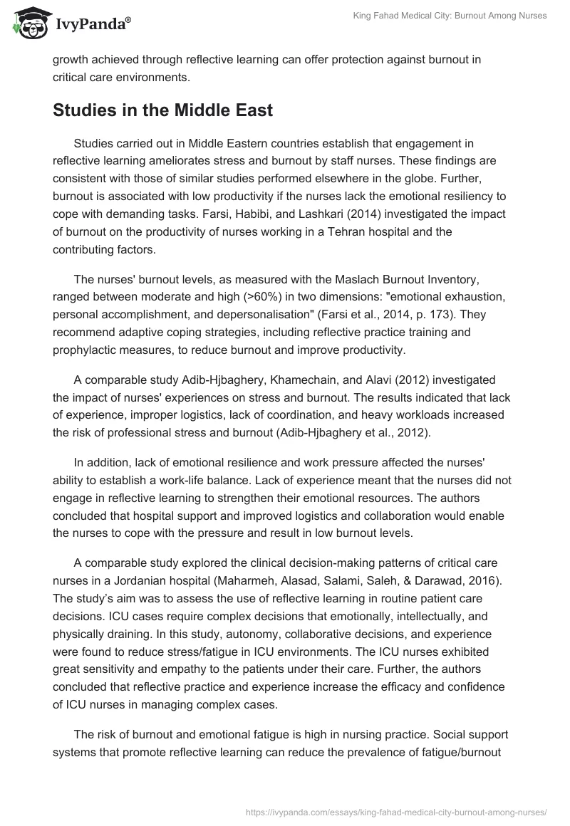 King Fahad Medical City: Burnout Among Nurses. Page 5