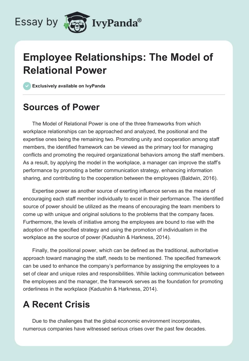 Employee Relationships: The Model of Relational Power. Page 1