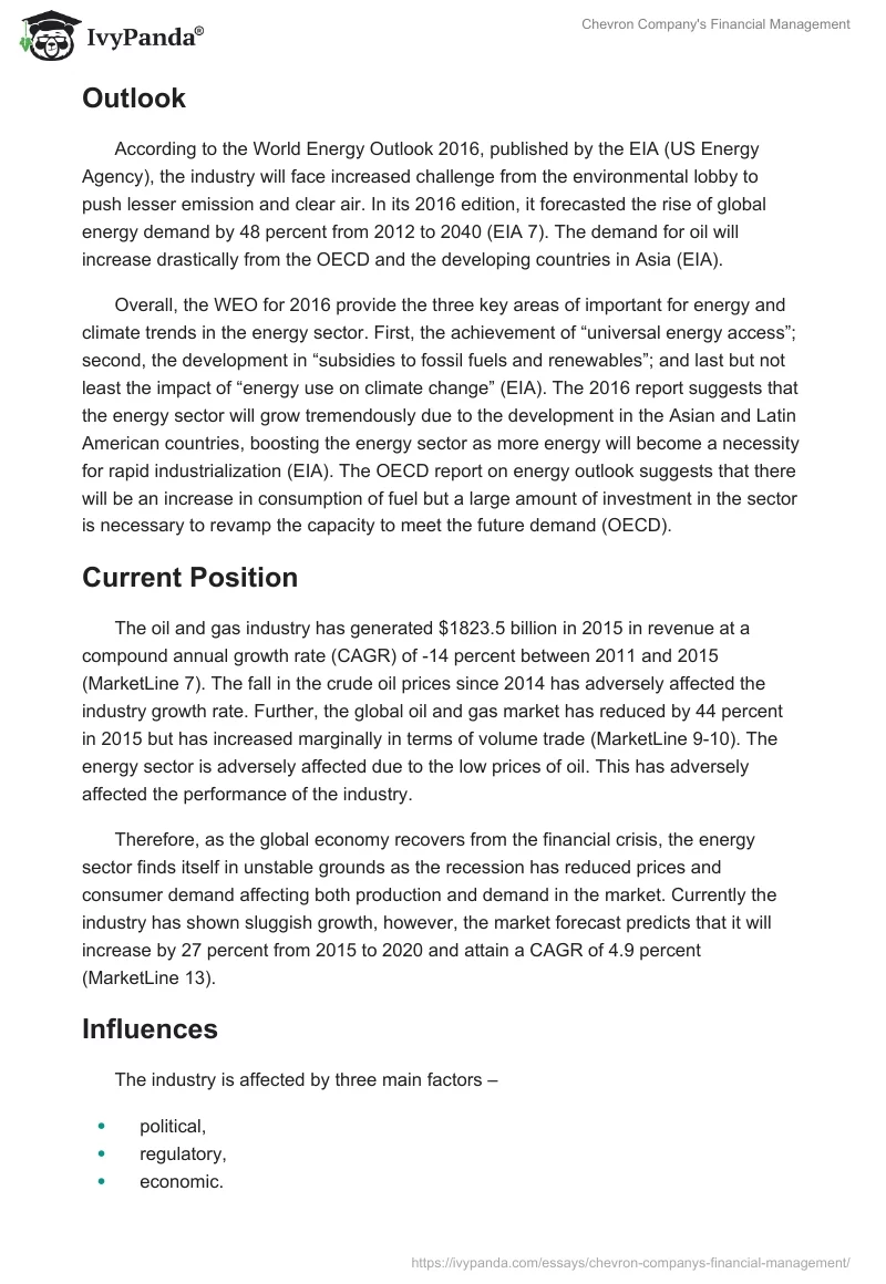 Chevron Company's Financial Management. Page 3