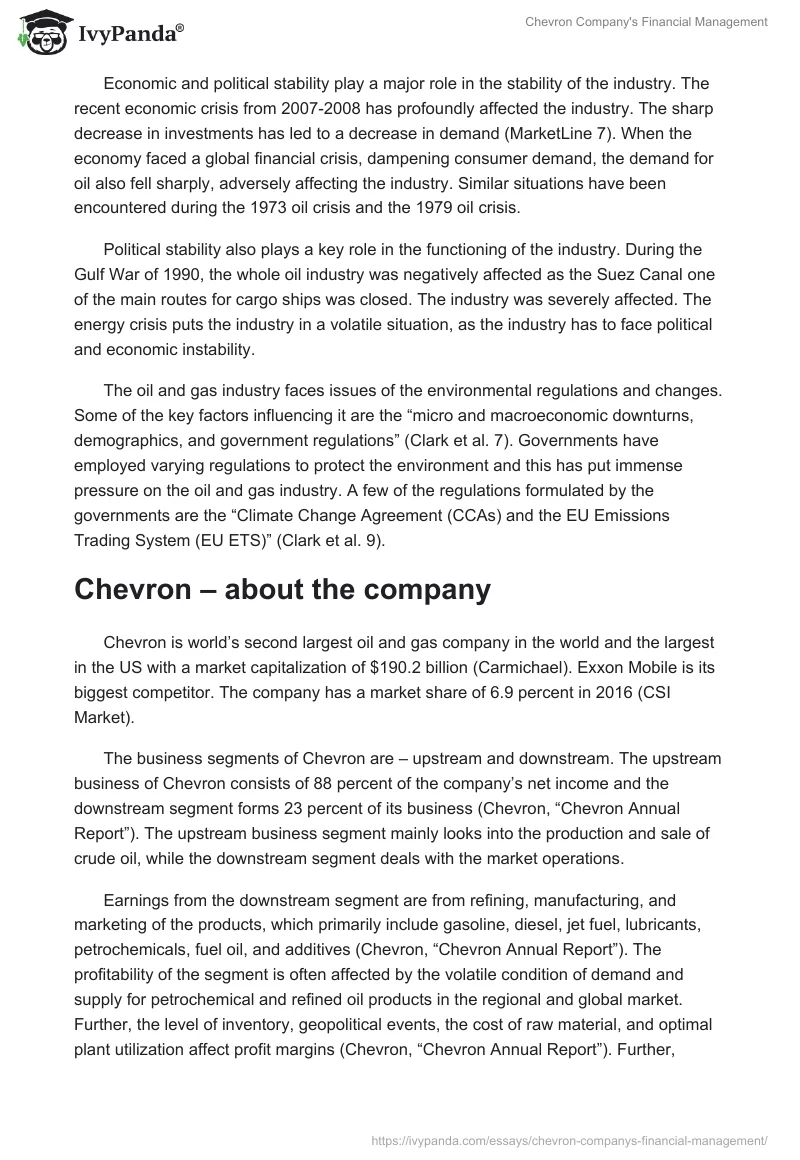 Chevron Company's Financial Management. Page 4