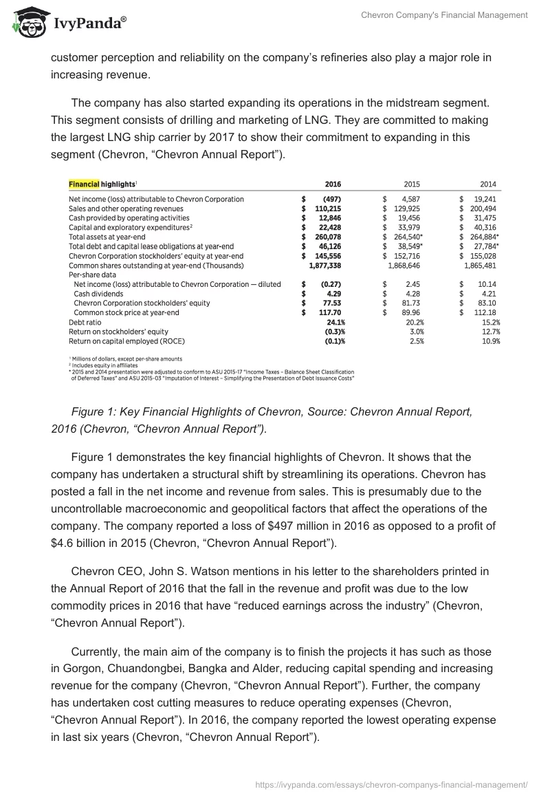 Chevron Company's Financial Management. Page 5