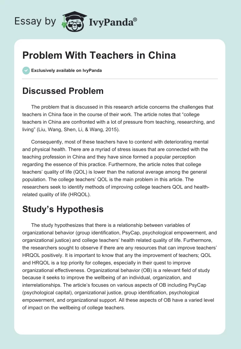 Problem With Teachers in China. Page 1