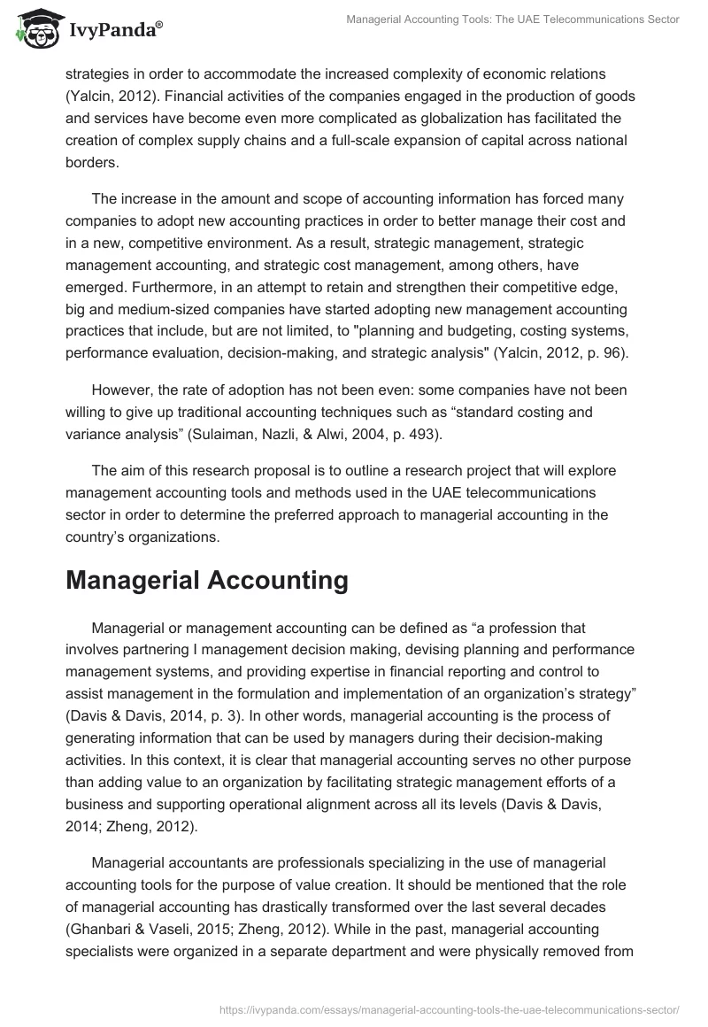 Managerial Accounting Tools: The UAE Telecommunications Sector. Page 2
