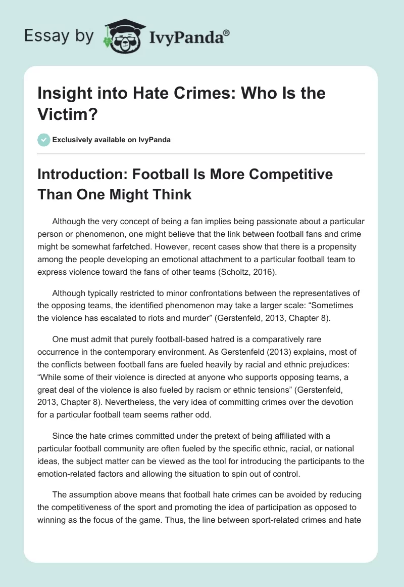 Insight into Hate Crimes: Who Is the Victim?. Page 1