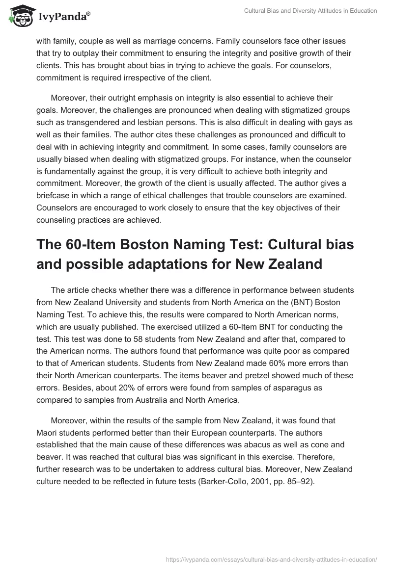 Cultural Bias and Diversity Attitudes in Education. Page 2