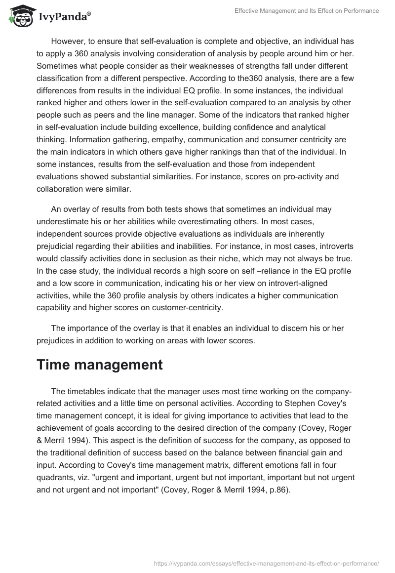 Effective Management and Its Effect on Performance. Page 3