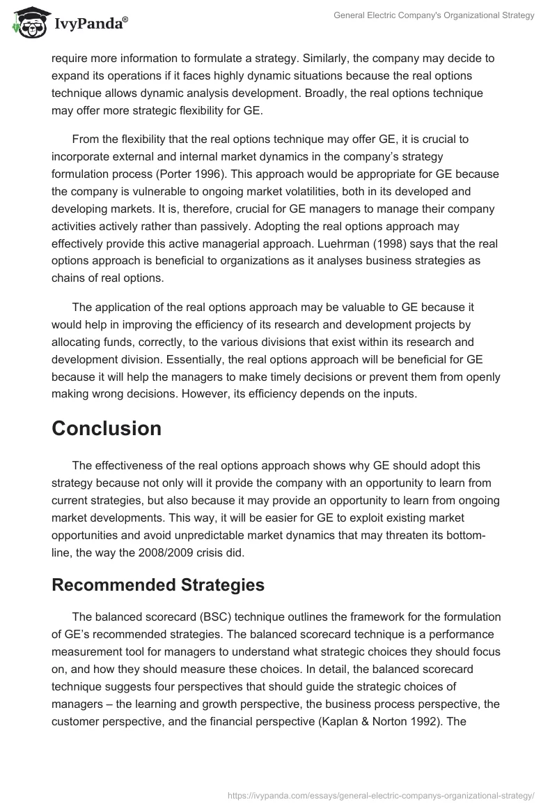 General Electric Company's Organizational Strategy. Page 5